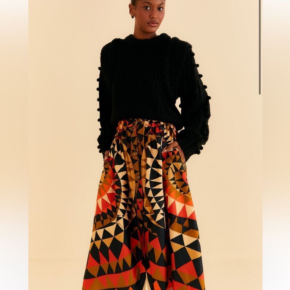 FARM Rio Geometric Skirt in Black, Red, and Orange - Picture 2 of 6